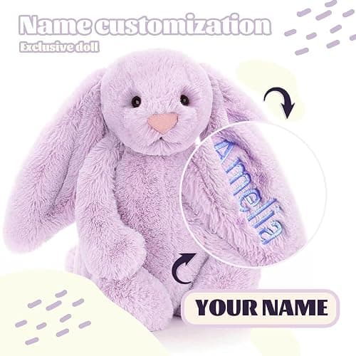 OAEUQ Plush Rabbit Embroidered with Child's Name Handmade Customized Plush Toys Children's First Companion Toys, Children's Welcome Baby Party, Birthday, Easter, Christmas, Thanksgiving Gifts thumbnail 3