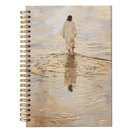 bitCNY Jesus Christ Spiral Notebook, Jesus Christ Walking on Water, Church Notes Notebook, I Will Walk With Christ LDS, Jesus Notebooks for School Supplies, Home & Office, Spiral Bound 5.5x8.3 - Image 1