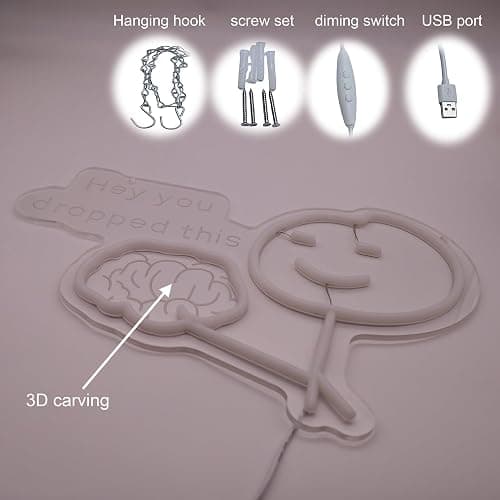 LED Brain Neon Sign Funny You Drop This Neon Light Funny Neon Signs for Man Room Decor office Decor Birthday Gifts 15.7 * 10.3 In thumbnail 6
