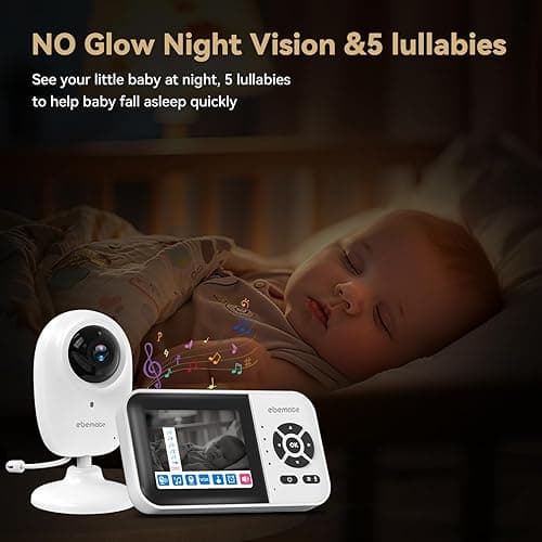 ebemate WiFi Video Baby Monitor,2.8" Display with 1080P Camera,No Glow Night Vision,2-Way Talk & 1500Ft Long Range,WiFi On/Off Cam Baby Monitoring EBS28 thumbnail 5