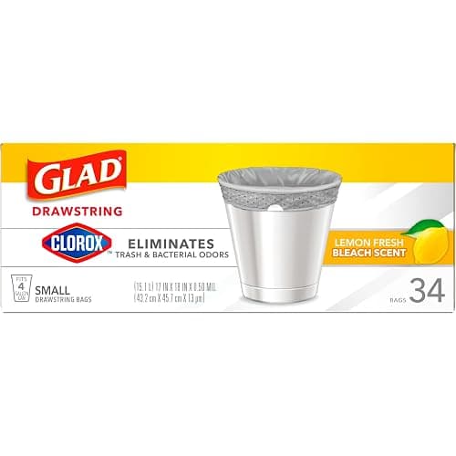 Glad Odorshield Small Drawstring Trash Bags, 4 Gal, Pink, Cherry Blossom, 34 Ct, Pack May Vary - Cherry Blossom - 34 Count (Pack of 1) thumbnail 10