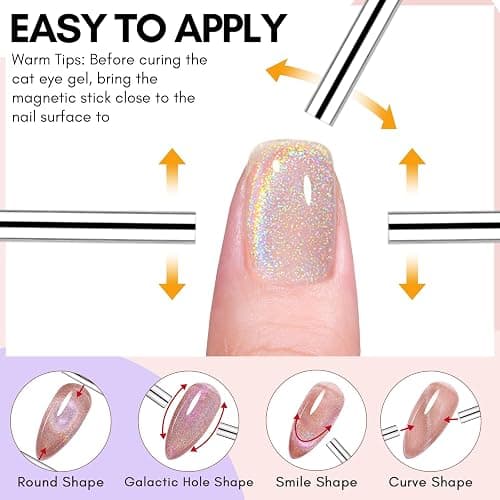 Makartt Rainbow Cat Eye Gel Nail Polish: Glitter Universal 9D Holographic Sparkly Soak Off Gel UV/LED Manicure with Magnet Stick for Nail Art Designs 10ml thumbnail 5