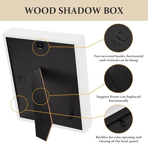 Shadow Box Frame 8x10 - 3 Pack Wood Deep Shadowbox with Glass Shadow Boxes Display Cases Suitable for Photos, Dried Flowers, Handicrafts Picture Frames for Wall (White) thumbnail 4