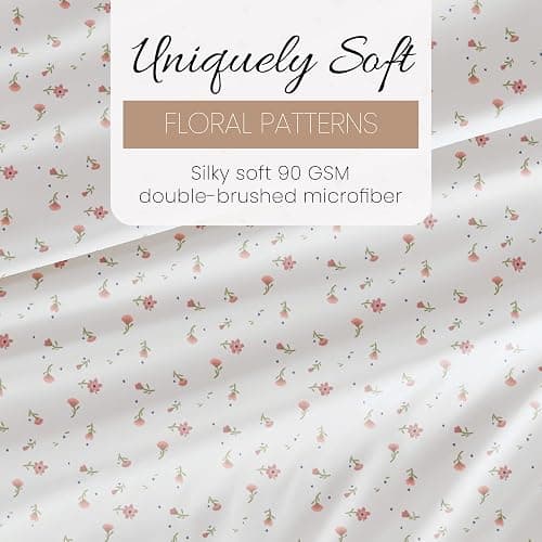 Linen Market Double-Brushed Patterned Microfiber Twin Sheet Set 3 Piece – Oeko-TEX Certified Ultra Soft & Wrinkle-Free - 16" Deep Pocket Sheets - Easy Care Twin Size - Soft Floral Pink thumbnail 6