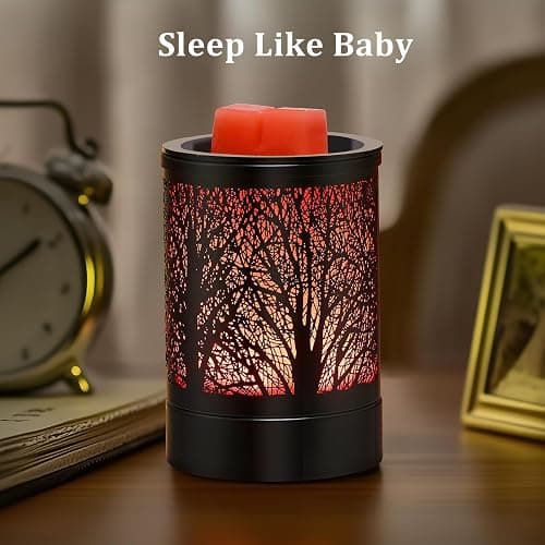 Enaroma Fragrance Wax Melts Warmer with 7 Colors LED Changing Light Classic Black Forest Design Scent Oil Candle Warmer thumbnail 3
