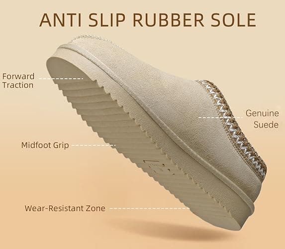 Meik Mangni Women's Slippers Genuine Suede Platform Mini Boots Mens Faux Fur Warm Lining Winter Mules Cozy Warm House Shoes Indoor and Outdoor thumbnail 4