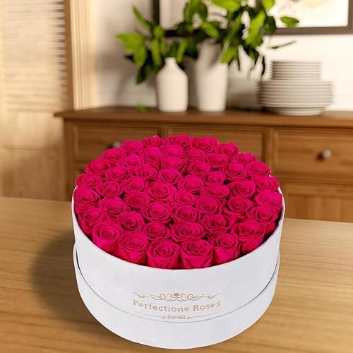 50 Piece Roses in a Velvet Box, Flowers for Delivery, Presereved Flowers Birthday Gifts for Women Mom and Wife (Radiant Pink) thumbnail 2