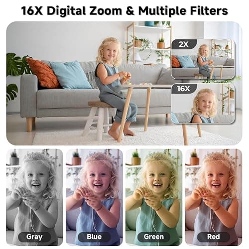 Digital Camera, 44MP Compact Camera, FHD 1080P Point and Shoot Digital Cameras with 16X Zoom, Face Detect, Smile Capture, Anti Shake, for Boys Girls Teens Gifts (White) thumbnail 6
