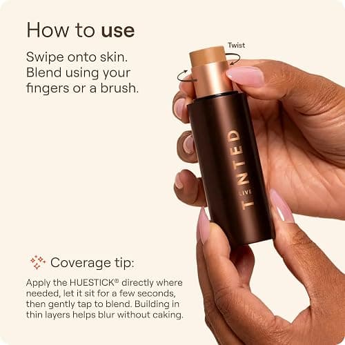 Live Tinted HUESTICK Complexion Stick - Medium-to-Full Buildable Coverage - Soft Matte Finish - Multitasking Makeup Stick - Lightweight, Creamy Formula - Shade 06 thumbnail 5