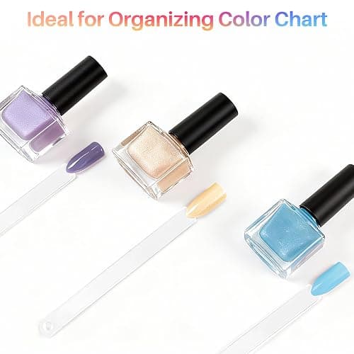 RAQEHO 200PCS Nail Swatch Sticks - Clear Nail Color Swatches with Ring Acrylic Fan Shape Nail Polish Sample Swatches Nail Practice Stick Gel Polish Display Stick for Technician Beginner Home Salon Use thumbnail 7