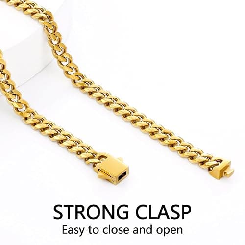 Fiusem 3.5mm Cuban Link Chains for Men, Silver Tone/Black/14K Gold Plated Stainless Steel Necklace Chain, Mens Necklace 16, 18, 20, 22, 24, 26, 28 Inch thumbnail 8