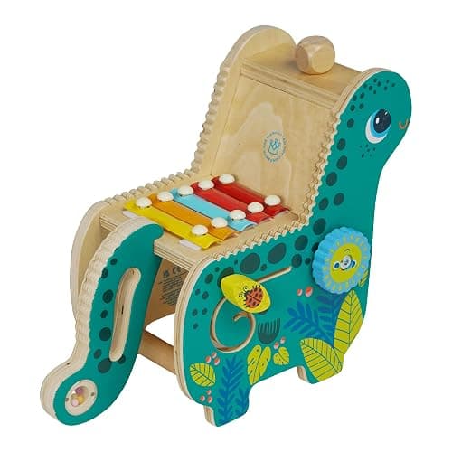 Manhattan Toy Wooden Dinosaur Toddler and Preschool Musical Instrument and Activity Toy with Xylophone, Sawtooth Ridges and Solo Mallet thumbnail 2
