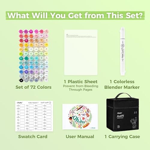 Ohuhu Alcohol Markers Brush& Fine 72 Colors for Adults Coloring Refillable | AP Certified Art Marker Set, Dual Tips Alcohol-based for Artists Beginners Drawing Illustration Sketching, Honolulu 2B thumbnail 9
