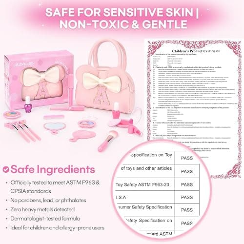Kids Real Makeup Kit for Girls - 18Pcs Non-Toxic Washable Make Up Toys with Initial Toddler Purse - Personalized Birthday Gifts for Age 3 4 5 6 7 8 9 10 Years Old Girls Vanity Set - Z thumbnail 3