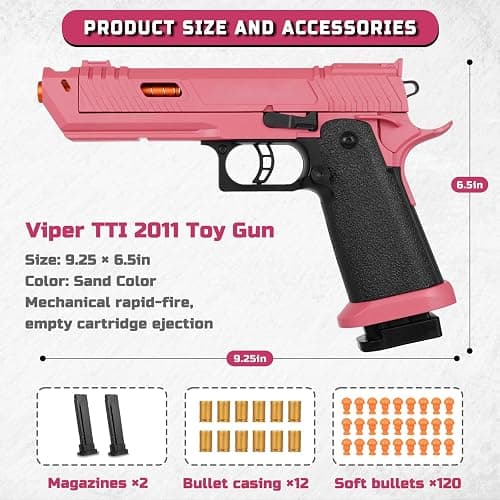 Soft Bullet Toy Gun Shell Ejecting with 120 Bullets, Rapid-fire Realistic Toy Gun for Boys, Shooting Game Toy Pistol Model Gun, Christmas Birthday Gifts for Boys Girls Age 6+ (Red) thumbnail 2