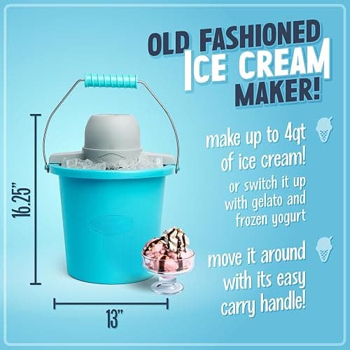 Nostalgia Electric Ice Cream Maker - Old Fashioned Soft Serve Ice Cream Machine Makes Frozen Yogurt or Gelato in Minutes - Fun Kitchen Appliance - Blue - 4 Quart thumbnail 3