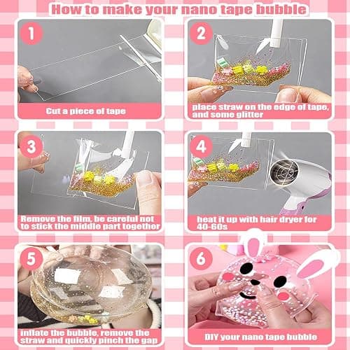 KAWAIZOO 8 Rolls Nano Tape Bubble Kit for Kids with Box,Nano Tape Squishy Maker Kit,Nano Bubble Tape Kit,Nano Tape Bubbles DIY Craft Kit for Girls,Kids thumbnail 3