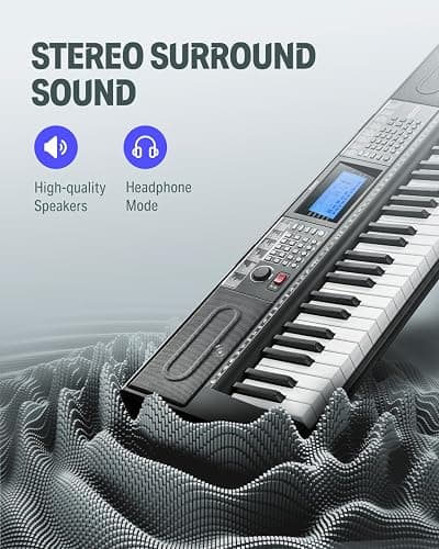 Donner 61 Key Keyboard Piano, Electric Piano Keyboard Kit with 249 Voices, 249 Rhythms - Includes Piano Stand, Stool, Microphone, Gift for Beginners, Black (DEK-610S) thumbnail 4