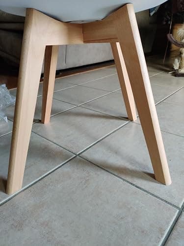 sinlikon Lot de 4 chaises scandinaves, ergonomiques, avec pieds en bois massif et coussin en mousse souple, blanc thumbnail 4