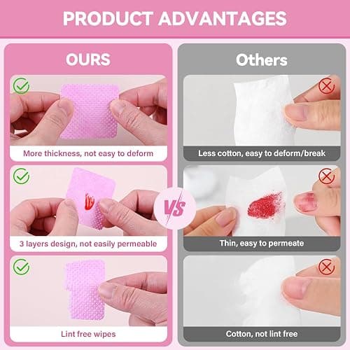 ShanySheny 600PCS Lint Free Nail Wipes with 7.1oz Acetone Dispenser | Non-woven Fabric, Acetone Safe, BPA Free, for Toner, Micellar Water, Makeup Remover, Alcohol, Nail Polish Remover thumbnail 3