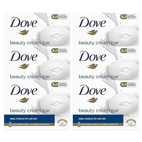 Dove Original Beauty Cream Bar 3 in 1 deterge, idrata e nutre Sapone da bagno senza solfati per una pelle morbida e liscia, adatto per l'uso quotidiano, 6x90g - Image 1