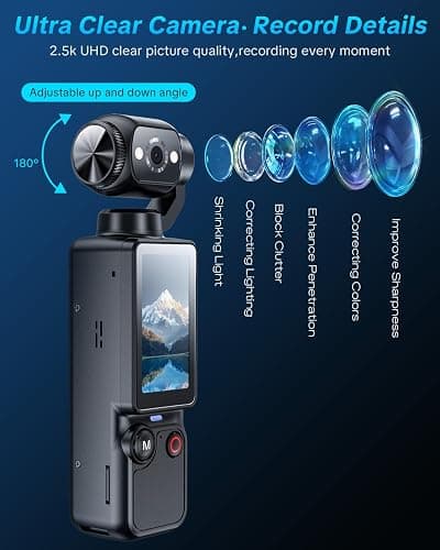 CGXUED Vlogging Camera with 180° Rotating Lens, Pocket Body Camera with Audio & Video Recording,7-Hour Battery, Handheld POV Cameras with 32GB Card, Easy One-Button Recording for Travel,Daily Life thumbnail 5