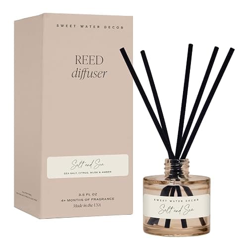 Sweet Water Decor Salt and Sea Reed Diffuser – Room Decor Aesthetic with Long-Lasting Premium Fragrance of Sea Salt, Citrus, Musk, and Amber for 4 Months – Ideal for Home Decor - Image 1
