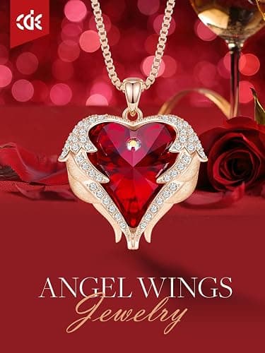 CDE Angel Wing Love Heart Necklaces for Women, Silver Tone/Gold Tone Pendant Necklace Jewelry Gifts for Her on Christmas, Valentine's/Mother's Day, Anniversary, Birthday Gifts for Women Wife Girlfriend thumbnail 3