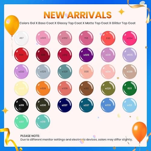 beetles Gel Polish Set Fall Gel Nail Polish Kit 36 Pcs 32 Colors with Base Top Coat Burgundy Red Blue Purple Hot Pink Green Black White Uv LED Lamp Nails Gifts for Women Fingertip Palette thumbnail 2