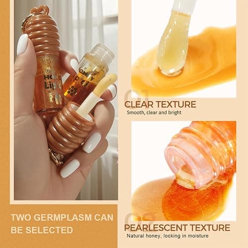 2PCS Honey Hydrating Lip Oil,Portable Key Chain Cute Lip Gloss,honey essence lip oil,Long-Lasting Moisture,Lip Gloss Flavoring Oil With Vitamin E Moisturized Shiny Lips for Girls thumbnail 2