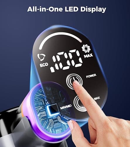 VIAFLY Cordless Vacuum Cleaner, 550W 45Kpa Vacuum Cleaners for Home, 60Mins Stick Vacuum with LED Display, Self-Standing & Anti-Tangle, 8-in-1 Wireless Vacuum for Carpet Pet Hair Hardfloor thumbnail 7