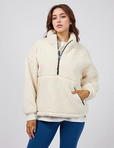 PEHMEA Women's Half Zip Sherpa Fleece Pullover Warm Oversized Sweatshirts Soft Fuzzy Jackets for Fall Winter 2025 thumbnail 2