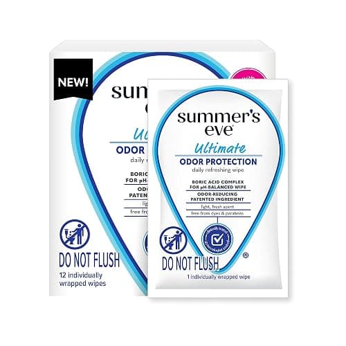 Summer's Eve, Ultimate Odor Control, Daily Feminine Wipes with Boric Acid, Removes Odor, On-the-go Body Wipes with pH Balance, 12 ct - Ultimate Odor Protection - 12 Count (Pack of 1) - Image 1