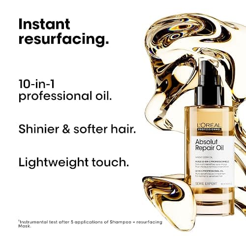 L’Oréal Professionnel 10-in-1 Leave-in Oil for Dry And Damaged Hair, With Protein. Gold Quinoa and Wheat Germ Oil, Nourishes, Resurfaces and Repairs, Serie Expert Absolut Repair, 90 ml thumbnail 2