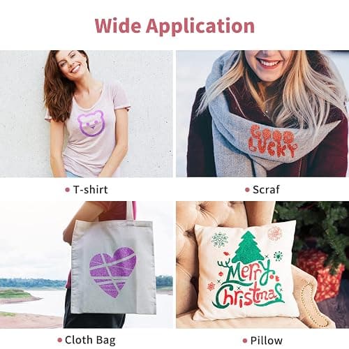 Glitter Heat Transfer Vinyl HTV - 14 Pack 12"x10" Iron On Vinyl for Cricut, Silhouette Cameo or Heat Press Machine, Christmas Decorations Shirts Dress, 14 Assorted Colors HTV Glitter Heat Press Vinyl thumbnail 4