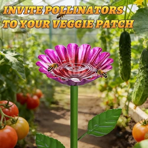 Mellbree Bee Watering Station, 4-Pack Metal Flower Bee Bath for Garden – Attract Butterflies & Pollinators – Colorful Outdoor Garden Stakes for Yard, Patio, Butterfly Garden – Gardening Essentials thumbnail 6