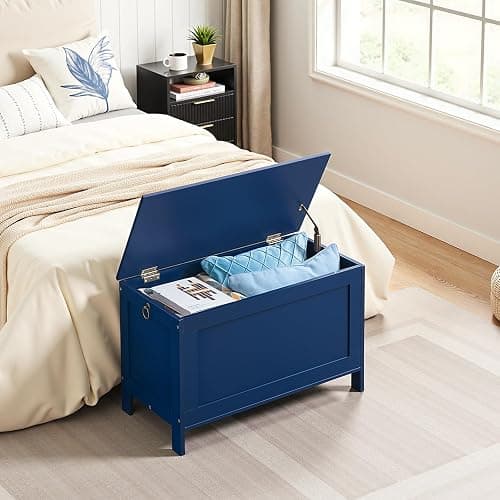 HOOBRO Toy Box, Retro Wooden Look Storage Chest with Safety Hinge, Entryway Storage Bench Supports 220 lb, 29.9 x 15.7 x 18.9 Inches Toy Chest Organizer, Easy Assembly (Blue) BU75CW01G1 thumbnail 2