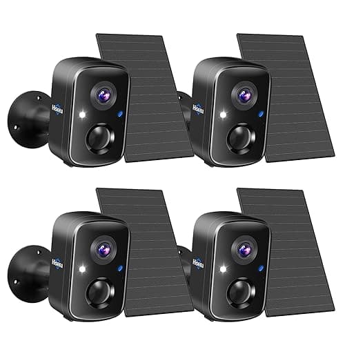 Hiseeu Security Cameras Wireless Outdoor, 4pcs Solar Powered 3K 4MP Surveillance WiFi Cameras for Home Security Outside, PIR/AI Motion Detection, Waterproof, Color Night Vision, 2-Way Audio, Black - 4C90B-Black