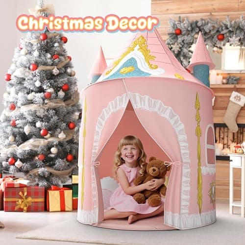 Skirfy Kids Play Tent for Girls Toddler Indoor Princess Tents for Kids Ages 4-8 Large Outdoor Playhouse Castle for Girl Boys 3-5 4-6 Birthday Thanksgiving thumbnail 9
