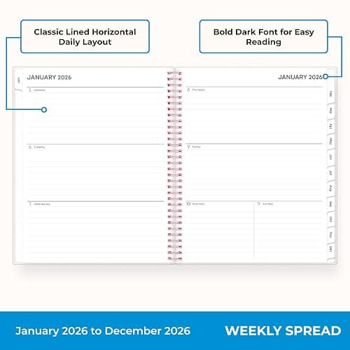 Blue Sky 2026 Weekly and Monthly Planner Calendar, January 2026 - December 2026, 8.5" x 11", Flexible Cover, Laminated Tabs, Durable Twin Wire Binding, Storage Pocket, Joselyn thumbnail 3