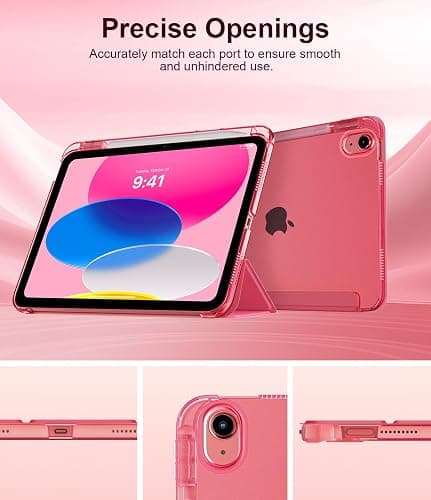 TiMOVO Case for iPad A16 11th Generation 2025 11 Inch/iPad 10th Generation 2022 10.9 Inch with Pencil Holder, Slim Stand Cover with Translucent Back, Support Touch ID, Auto Wake/Sleep, Watermelon Pink thumbnail 8