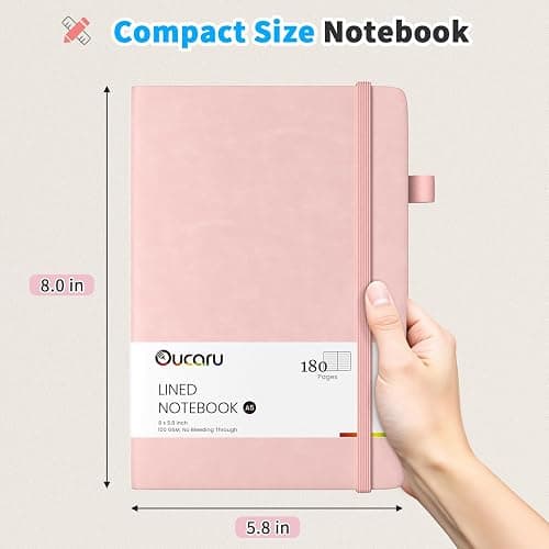 Oucaru 4 Pack A5 Lined Journal Notebook, 180 Pages 100 GSM Paper for Travel | 100 GSM Thick Paper No Bleed, 180 Lined Pages, 180° Lay Flat, Pen Holder, Back Pocket, 4 Pack Journal Set for Writing thumbnail 3