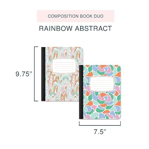 Studio Oh! Composition Notebook Duo 2 Pack, 7.5" x 9.75", Back to School Supplies & Cute College Essentials, Aesthetic Notebook for School, 160 Page Lined Paper, 70 GSM Paper Wt., Rainbow Abstract - Rainbow Abstract thumbnail 5