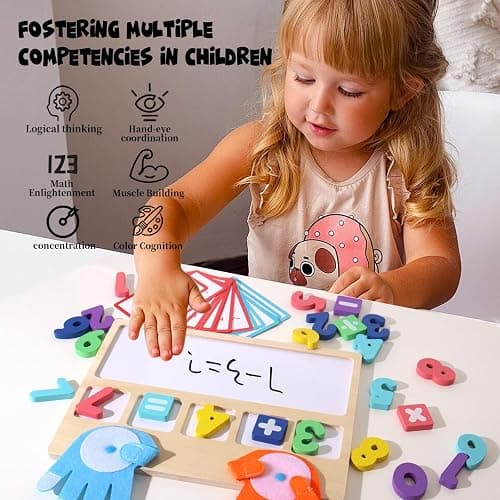 Montessori Math Board Toy - Double-Sided Finger Counting & Number Tracing Board Number Blocks, Wooden Math Manipulatives for Kids Ages 3-6, Preschool Classroom Homeschool Educational Games thumbnail 5