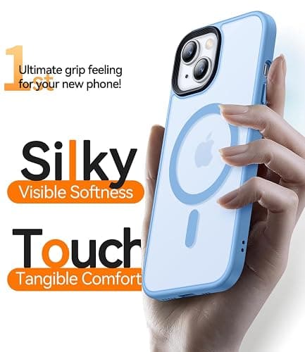 CANSHN Magnetic Case for iPhone 15 Case [Compatible with MagSafe & MIL-Grade Drop Tested] Slim Translucent Matte Cover, Anti-Scratch Shockproof Phone Case for iPhone 15 6.1 Inch, Sky Blue thumbnail 6