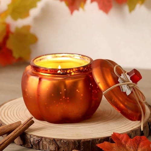 Fall Candle, Cinnamon Pumpkin Spice Candle, 12 oz Pumpkin Shaped Candles | Thanksgiving Fall Table Centerpiece, Farmhouse Pumpkins Shaped Candles for Harvest Time Home Decor, 12oz - Image 1