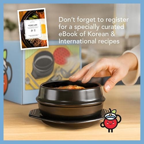 Captain Cranberry Korean Stone Pot Set (7-piece, 38.7oz with Hot Pot Grip), Ttukbaegi, Dolsot, Korean Soup Bowl, Ceramic Pots for Cooking, Soup Pot, Earthenware Claypot, Bibimbap, Ramen thumbnail 7