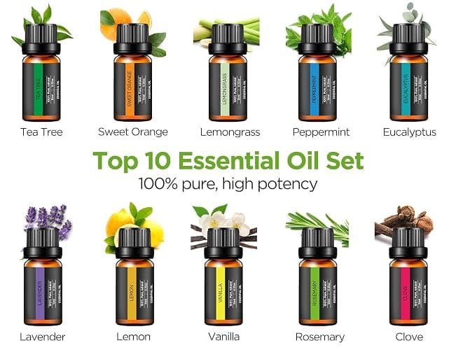 InnoGear Aromatherapy Diffuser & 10 Essential Oils Set, 400ml Diffuser Ultrasonic Diffuser Cool Mist Humidifier with 4 Timers 7 Colors Light Waterless Auto Off for Large Room Office, Dark Wood Grain thumbnail 6