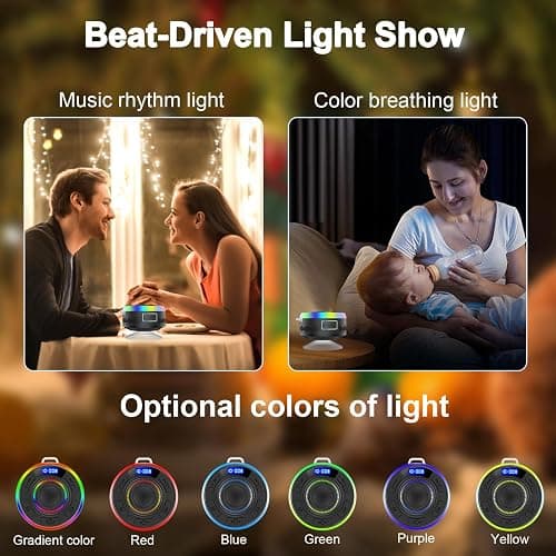 Shower Bluetooth Speaker IPX7 Waterproof, Portable Bluetooth Speakers with Suction Cup and Time Display, Crystal Sound&Bass LED Light 1100mAh, Wireless Shower Speaker for Outdoor/Kayak/ Gifts/Beach thumbnail 7