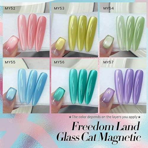 Born Pretty Magnetic Gel Nail Polish Pastel Water Light Cat Magnetic Eye Gel Jelly Glass Crystal Nail Polish Glitter Shimmer Auroras Magnetic Gel Nail Art Manicure Kit 6PCS thumbnail 2